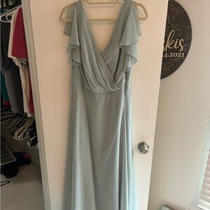 David’s Bridal - Chiffon Bridesmaids Dress - Dusty Sage